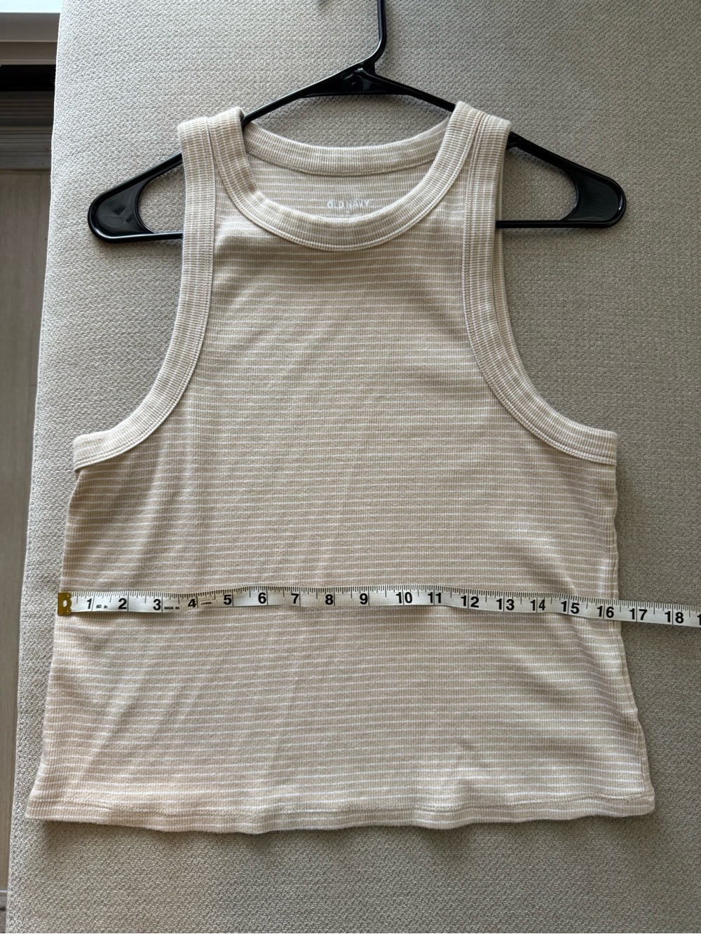 Old Navy Women's Beige Cream Striped Ribbed Tank - Picture 4 of 5